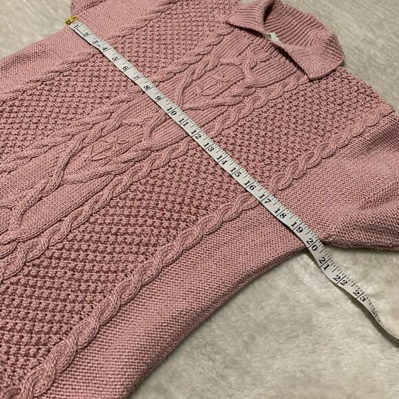Deidre McGuire Pima Cotton Knitted Long Sleeve Pink Ireland Sweater Size Medium - Picture 3 of 7